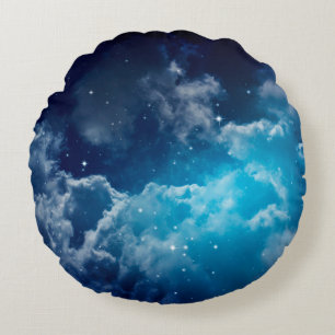Space of night sky with cloud and starssky,night,b round pillow