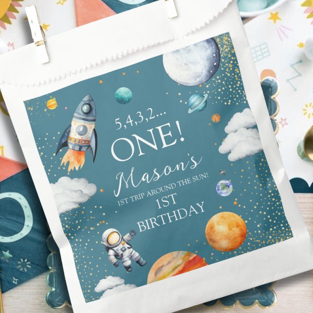 Space ONE 1st Birthday Rocket Favour Bag (Creator Uploaded)