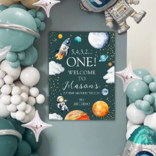Space One Birthday Welcome Poster