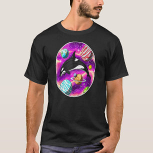 Space Orca Whale Psychedelic Cosmic Planets Fantas T-Shirt