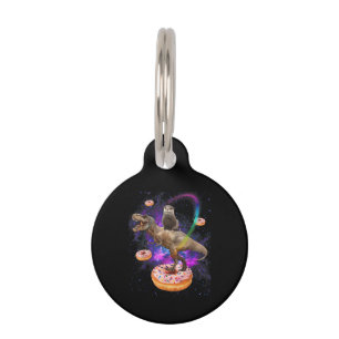 Space Otter Riding Dinosaur T-Rex Doughnuts Pet Tag