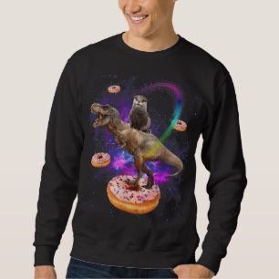 Space Otter Riding Dinosaur T-Rex Doughnuts Sweatshirt