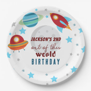 Space Out of this world 2nd Birthday Paper Plate
