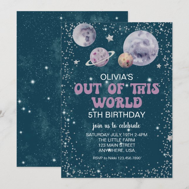 Space Out of this World Planets Birthday Invitation (Front/Back)