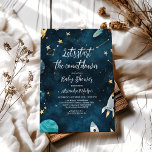 Space Outer Baby Shower Navy Invitation<br><div class="desc">Blast off into celebration with our Space Outer Baby Shower Navy Invitation! Perfect for parents-to-be who are over the moon about their little one on the way, this celestial-themed invitation features a dreamy navy-blue background adorned with sparkling stars, planets, and a charming rocket ship design. Features: Elegant Design: A sophisticated...</div>