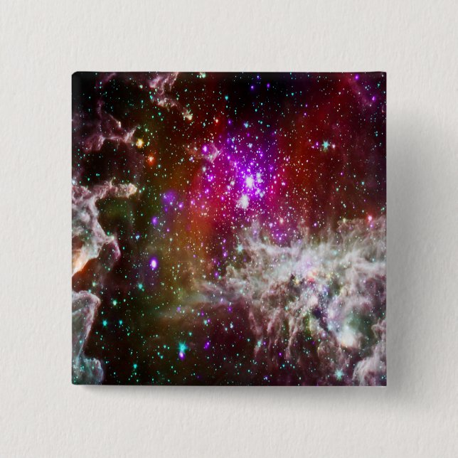 Space - Pacman Nebula 2 Inch Square Button (Front)