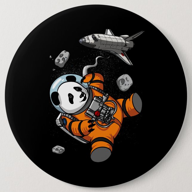 Space Panda Bear Astronaut Galaxy Cosmic Animal 6 Inch Round Button (Front)