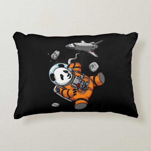 Space Panda Bear Astronaut Galaxy Cosmic Animal Accent Pillow (Front)
