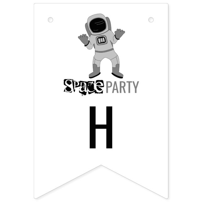 Space Party Astronaut, Birthday Bunting Flags (Second Flag)
