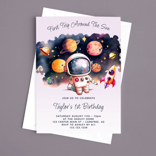 Space Party First Trip Around the Sun Invitation (Creator Uploaded)