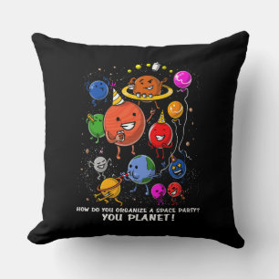Space Party Planet Astronomy Cosmic Galaxy Throw Pillow