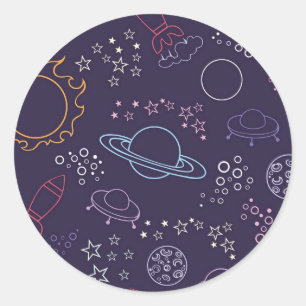 Space pattern classic round sticker