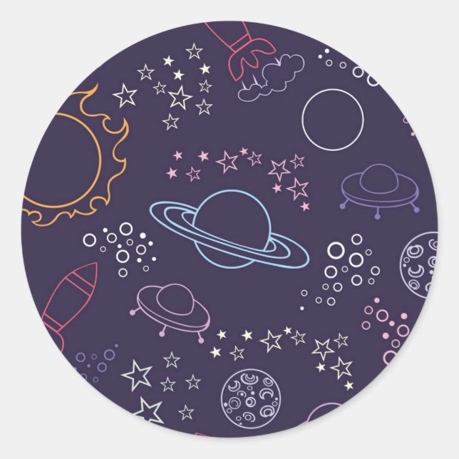 Space pattern classic round sticker (Front)