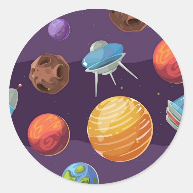 Space pattern classic round sticker (Front)
