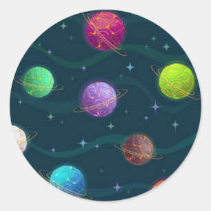 Space pattern classic round sticker