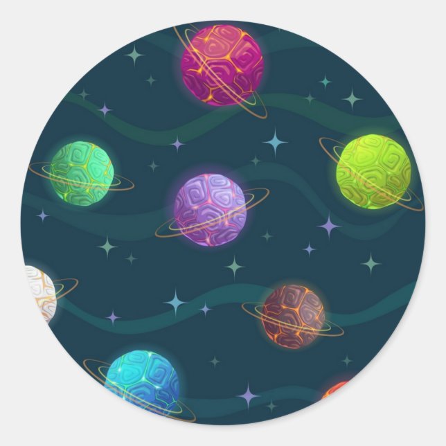 Space pattern classic round sticker (Front)