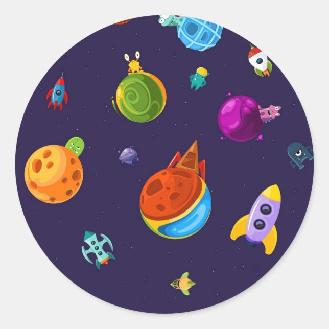 Space pattern classic round sticker (Front)