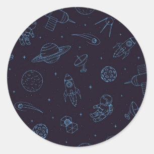 Space pattern classic round sticker