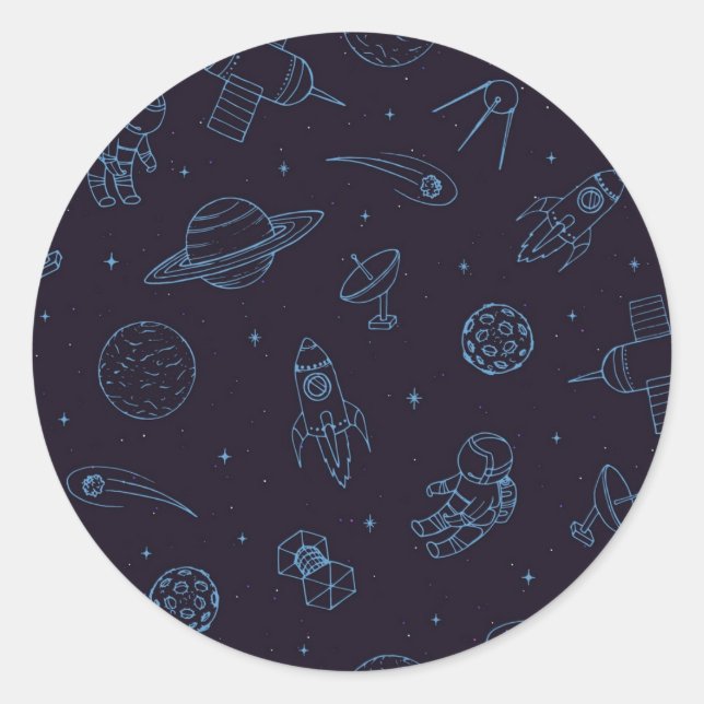 Space pattern classic round sticker (Front)