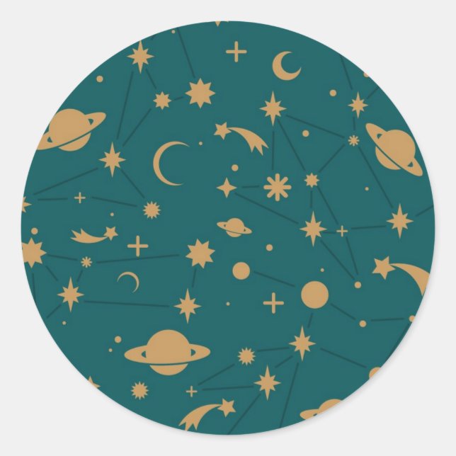 Space pattern classic round sticker (Front)