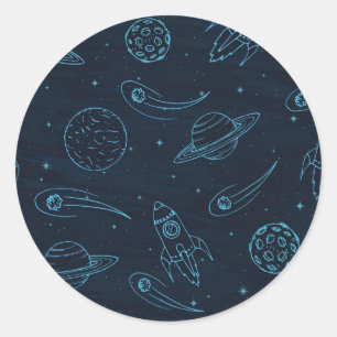 Space pattern classic round sticker