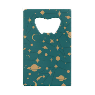 Space pattern credit card bottle opener