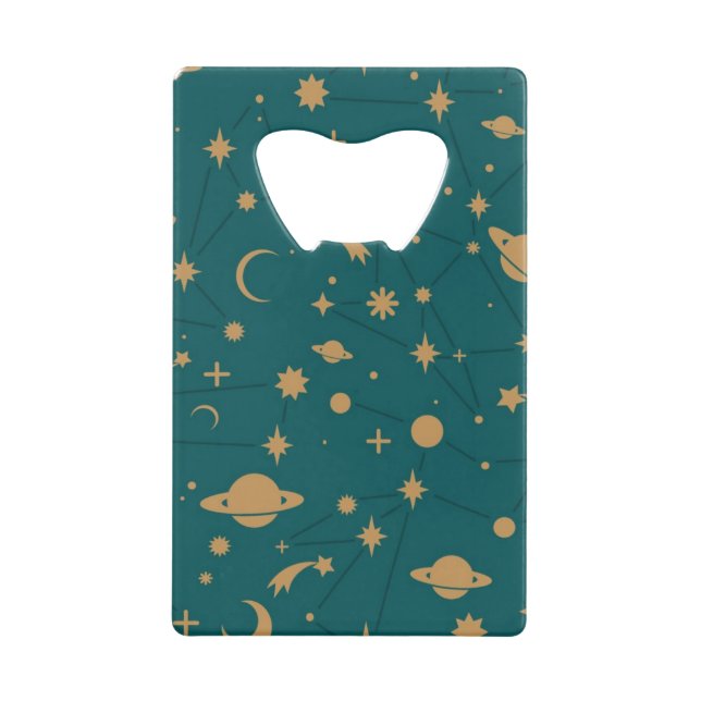 Space pattern credit card bottle opener (Front)