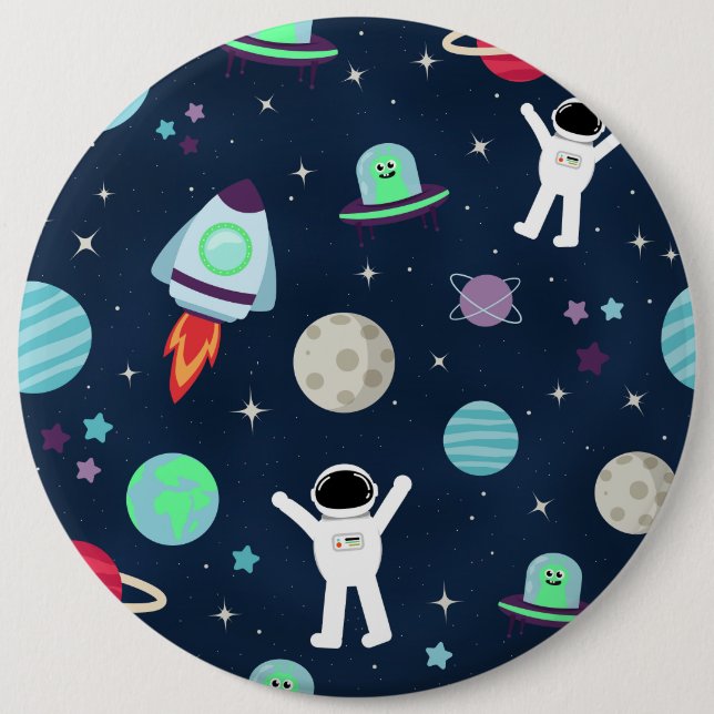 Space Pattern illustration 6 Inch Round Button (Front)