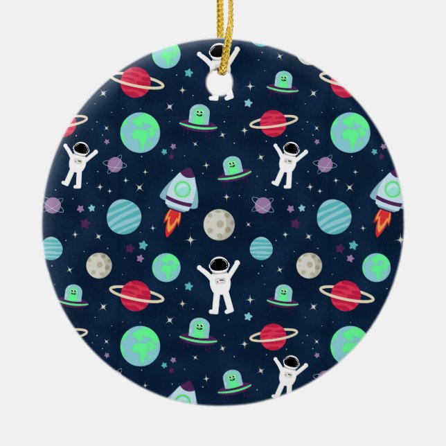 Space Pattern illustration Ceramic Ornament (Front)