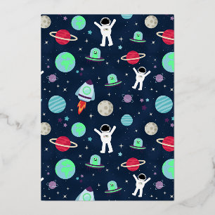 Space Pattern illustration Foil Holiday Card