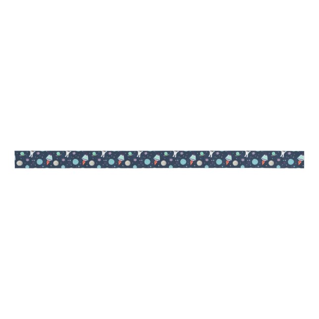 Space Pattern illustration Grosgrain Ribbon (Front)