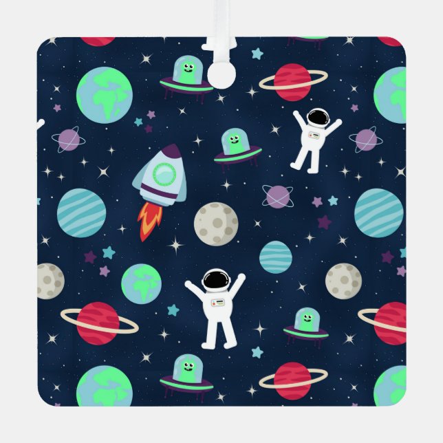 Space Pattern illustration Metal Ornament (Front)