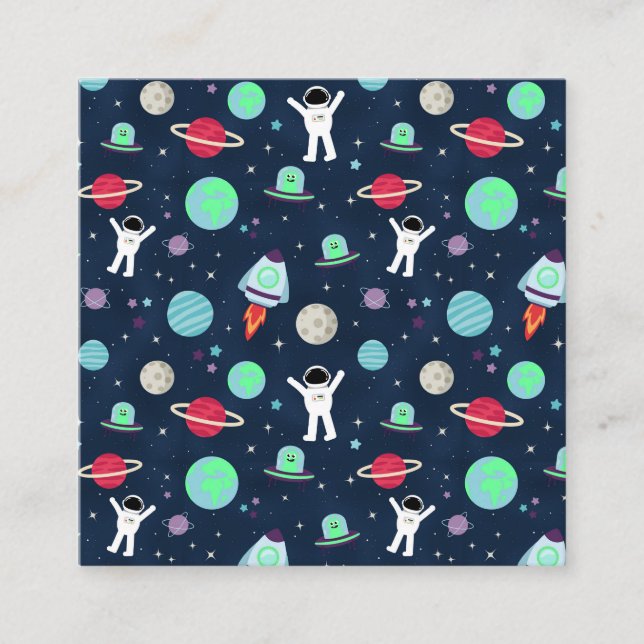 Space Pattern illustration Square Business Card (Front)