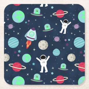 Space Pattern illustration Square Paper Coaster