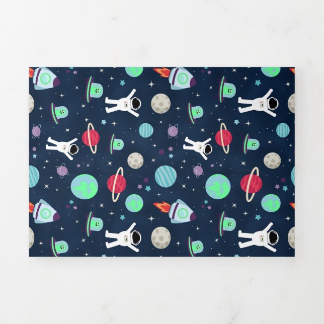 Space Pattern illustration Tri-Fold Holiday Card (Cover)