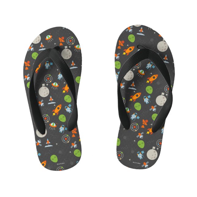 Space Pattern Kid's Flip Flops (Footbed)