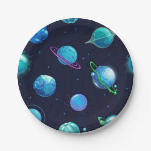 Space pattern paper plate