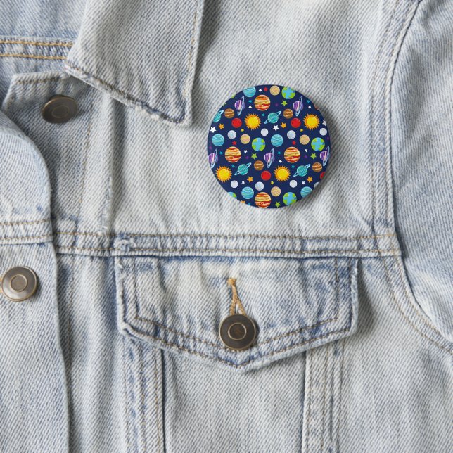 Space Pattern, Planets, Stars, Cosmos, Galaxy 2 Inch Round Button (In Situ)