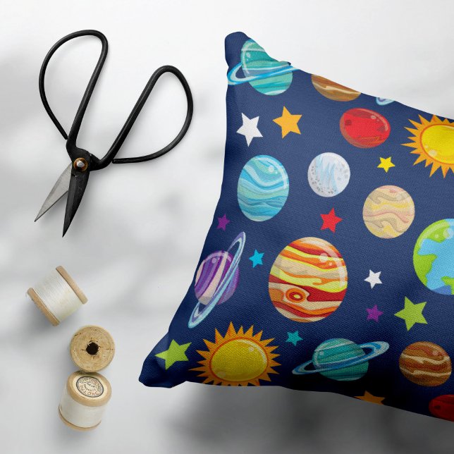 Space Pattern, Planets, Stars, Cosmos, Galaxy Accent Pillow (Creator Uploaded)