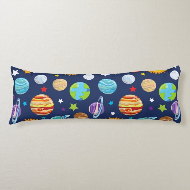 Space Pattern, Planets, Stars, Cosmos, Galaxy Body Pillow (Front)