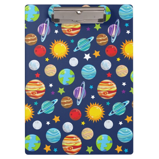Space Pattern, Planets, Stars, Cosmos, Galaxy Clipboard (Front)