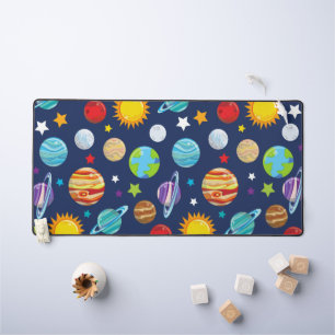 Space Pattern, Planets, Stars, Cosmos, Galaxy Desk Mat