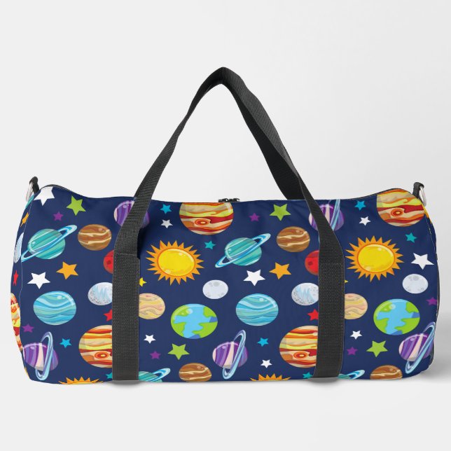 Space Pattern, Planets, Stars, Cosmos, Galaxy Duffle Bag (Front)