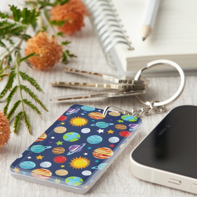 Space Pattern, Planets, Stars, Cosmos, Galaxy Keychain (Front Right)