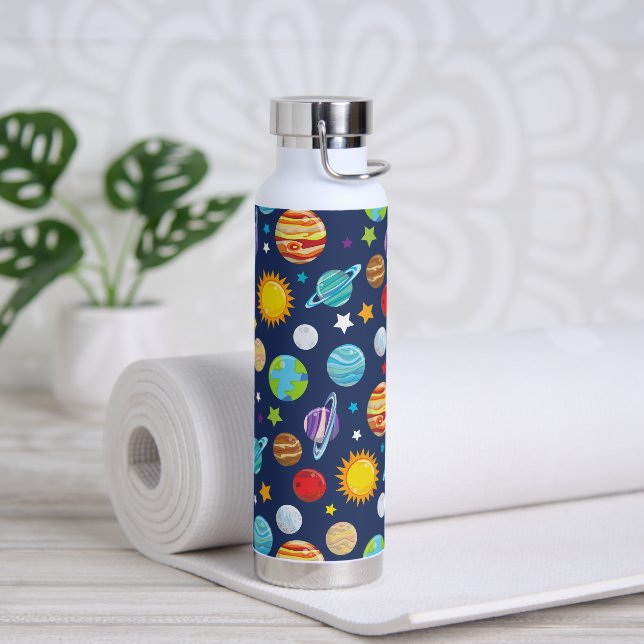 Space Pattern, Planets, Stars, Cosmos, Galaxy Water Bottle (Yoga)