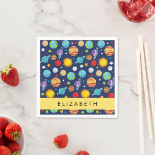 Space Pattern, Planets, Stars, Cosmos, Your Name Napkin