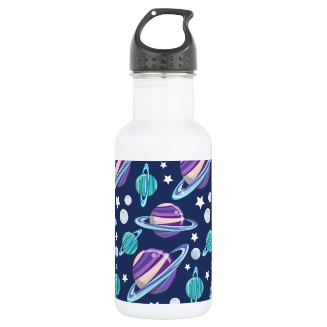 Space Pattern, Planets, Stars, Galaxy, Cosmos 532 Ml Water Bottle (Front)