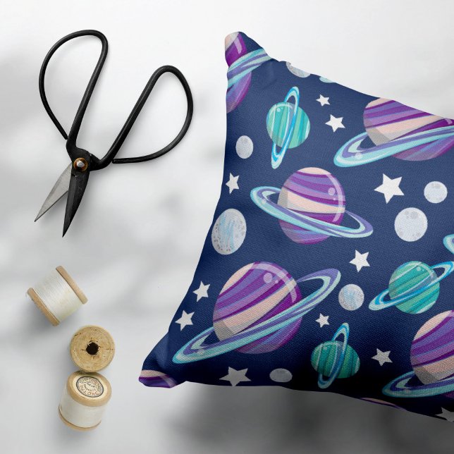 Space Pattern, Planets, Stars, Galaxy, Cosmos Accent Pillow (Creator Uploaded)