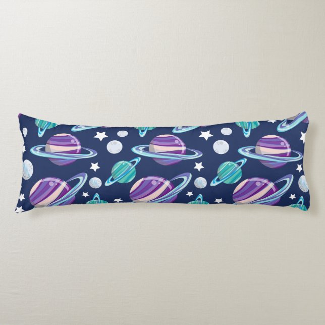 Space Pattern, Planets, Stars, Galaxy, Cosmos Body Pillow (Front)