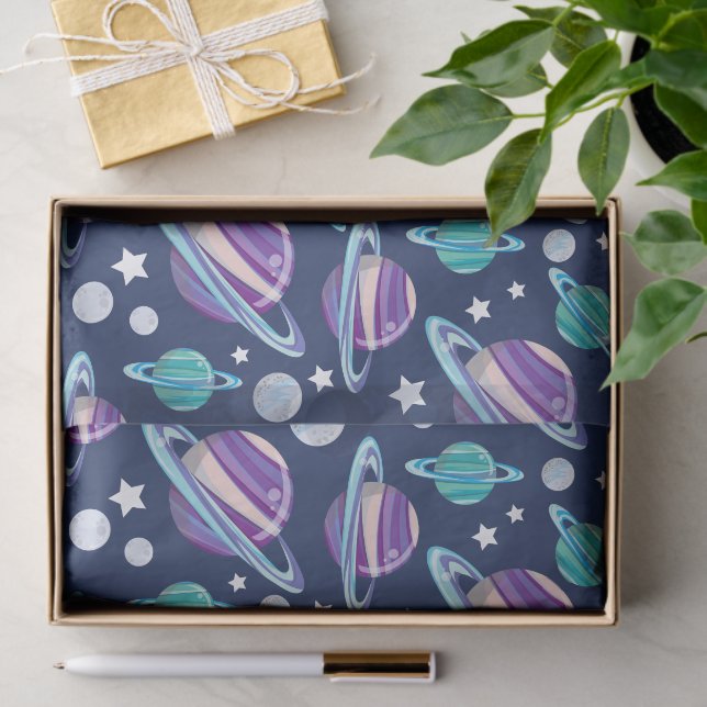 Space Pattern, Planets, Stars, Galaxy, Cosmos Tissue Paper (Gift)